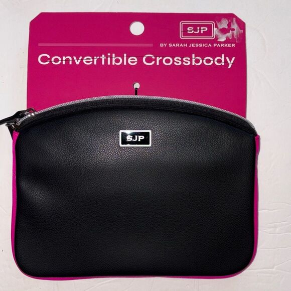 SJP by Sarah Jessica Parker Convertible Crossbody Bag, Black & Pink NWT - Picture 1 of 2